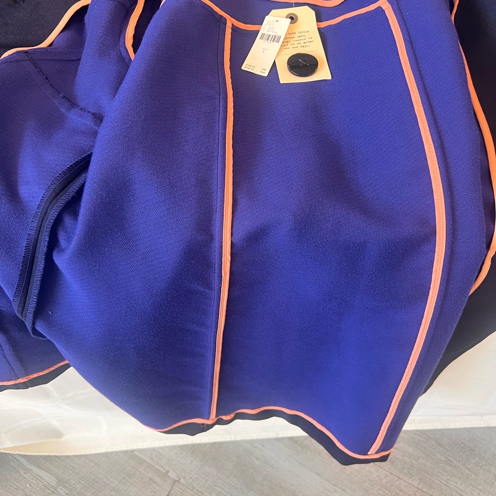 Anthropologie Navy Pea Coat - Women’s Purple & Orange Accents - NWT - Picture 12 of 16